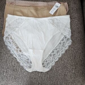 Three Pairs NEW SOMA Women's Panties - White, Tan and Rose Size Large